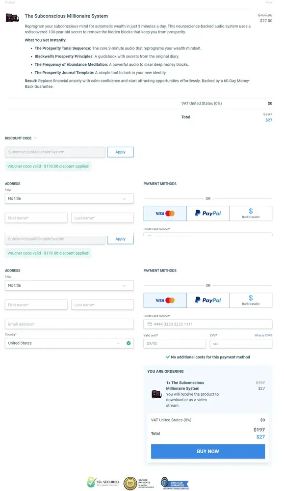 The Subconscious Millionaire System Discounted offer